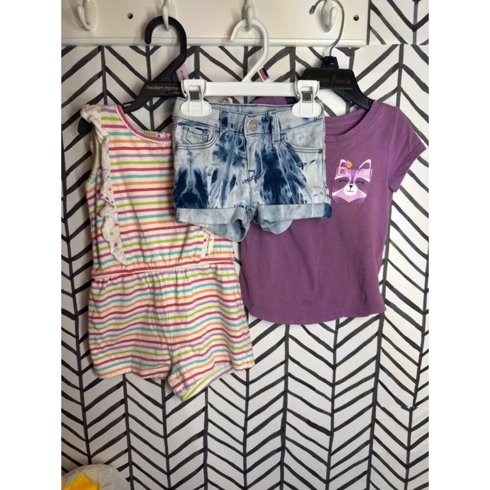 3Pc Members Mark Romper Wonder Nation Shorts & Jumping Beans Tee 18-24M 7150
